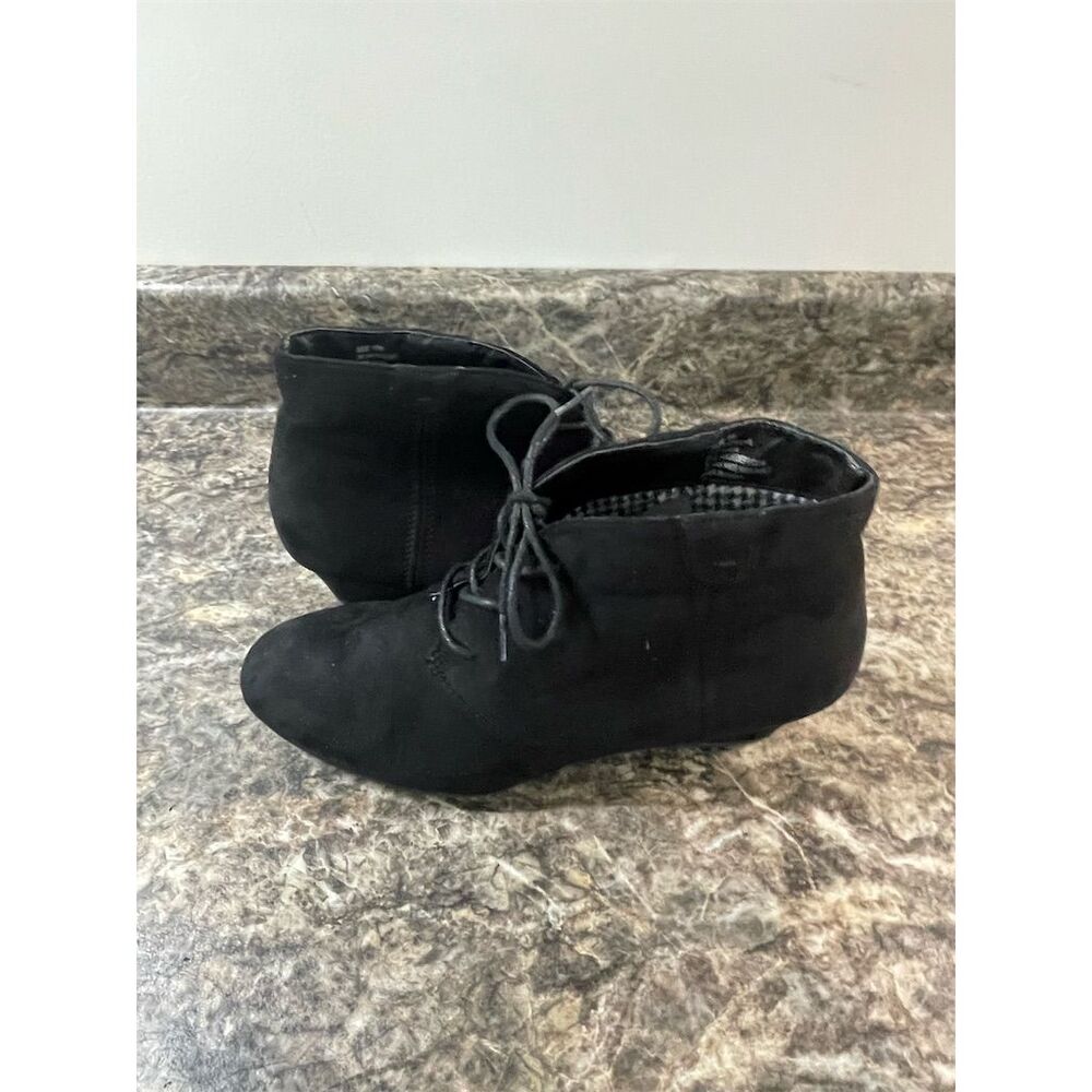 Marbella Women's Black Suede Wedge Ankle Boots Size 10M - Picture 2 of 10